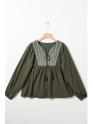 Zelena izvezena široka bluza