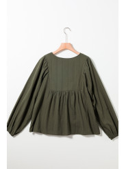 Zelena izvezena široka bluza