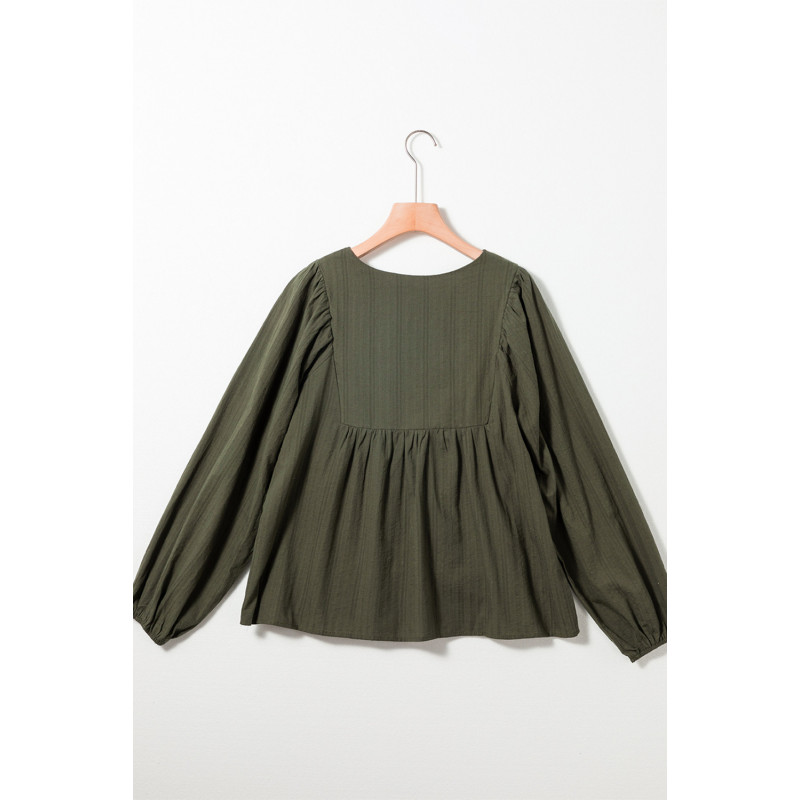 Zelena izvezena široka bluza