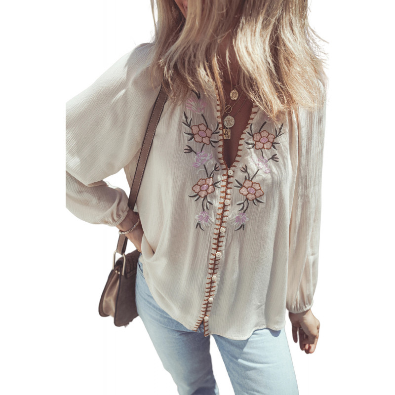 Bluza s puf rukavima i cvjetnim dezenom