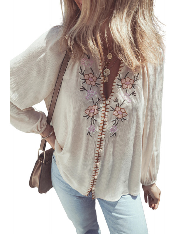 Bluza s puf rukavima i cvjetnim dezenom