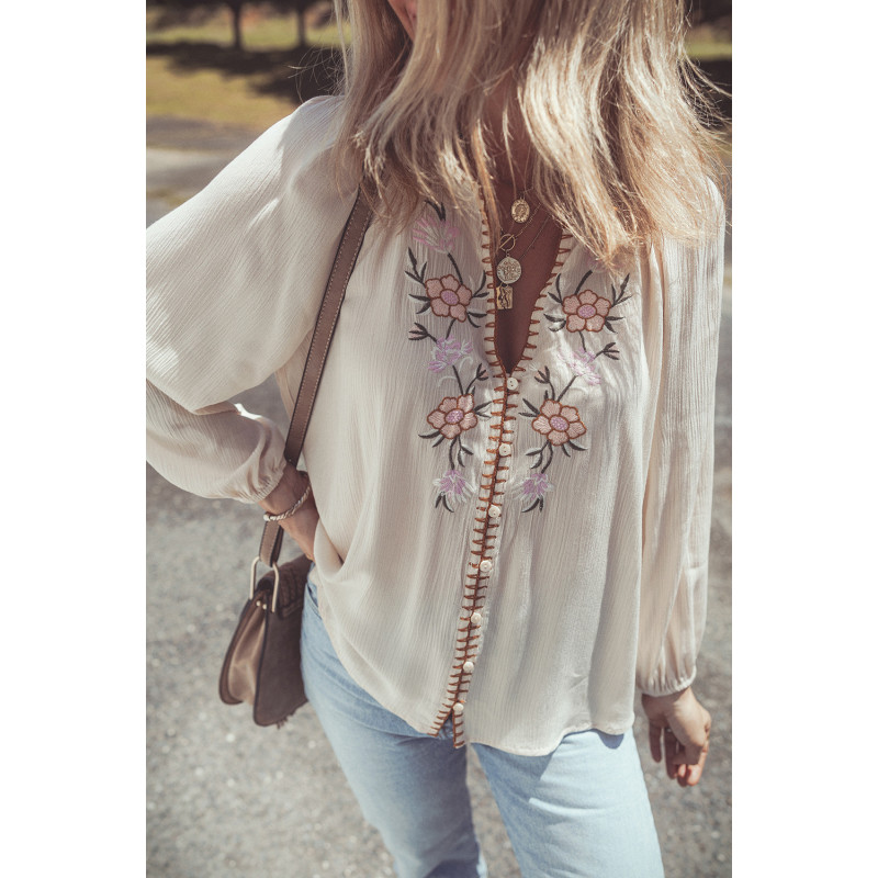 Bluza s puf rukavima i cvjetnim dezenom