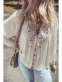 Bluza s puf rukavima i cvjetnim dezenom
