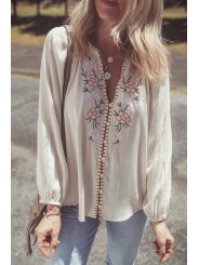 Bluza s puf rukavima i cvjetnim dezenom