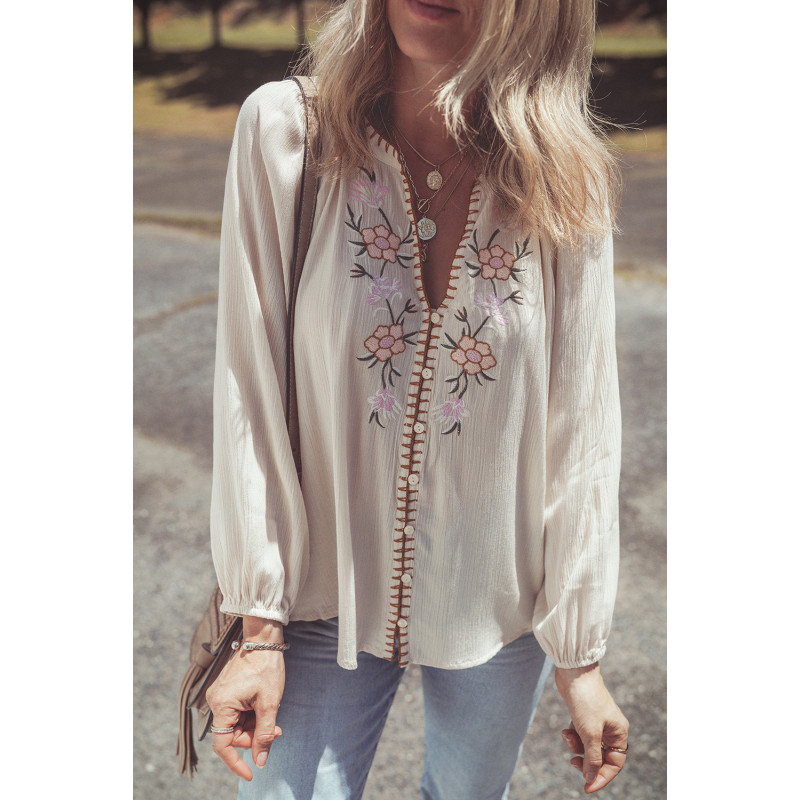 Bluza s puf rukavima i cvjetnim dezenom