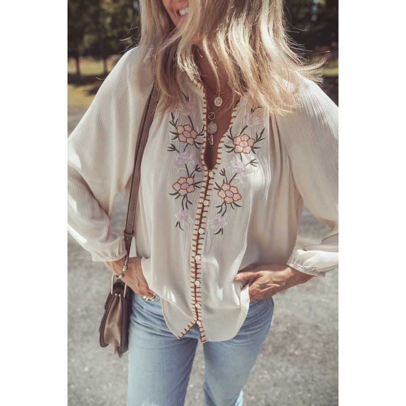 Bluza s puf rukavima i cvjetnim dezenom