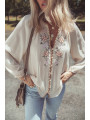 Bluza s puf rukavima i cvjetnim dezenom