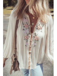 Bluza s puf rukavima i cvjetnim dezenom